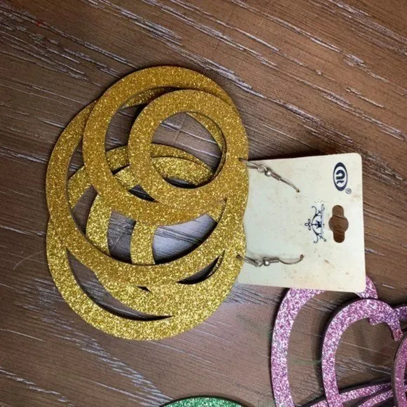 3 Vintage Sparkle Dangle Earrings - Picture 2 of 4